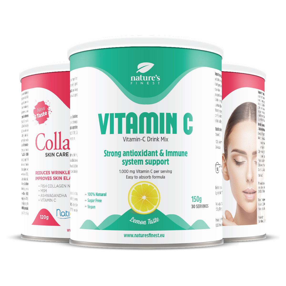 Collageen SkinCare 1+1 + Vitamine C | Marine Collageen Supplement | Peptides Poeder | Verminder Rimpels | Natuurlijk | Collageen Drink.